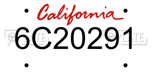6C20291 California License Plate