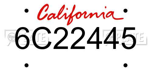 6C22445 California License Plate