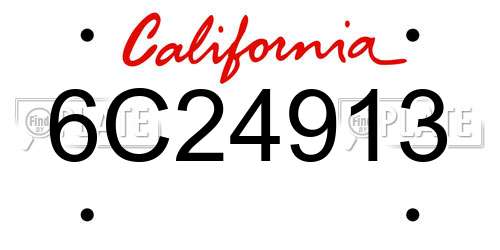 6C24913 California License Plate