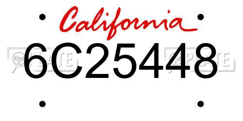 6C25448 California License Plate