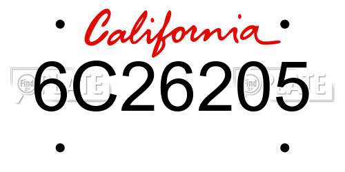 6C26205 California License Plate
