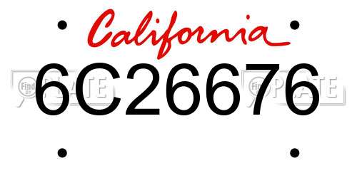 6C26676 California License Plate