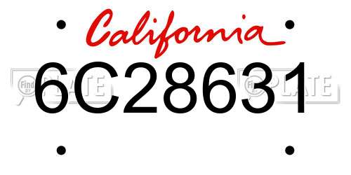 6C28631 California License Plate
