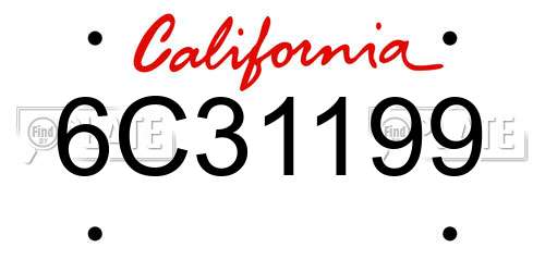 6C31199 California License Plate