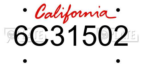 6C31502 California License Plate