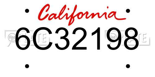 6C32198 California License Plate