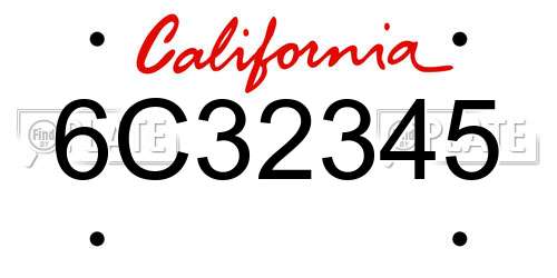 6C32345 California License Plate