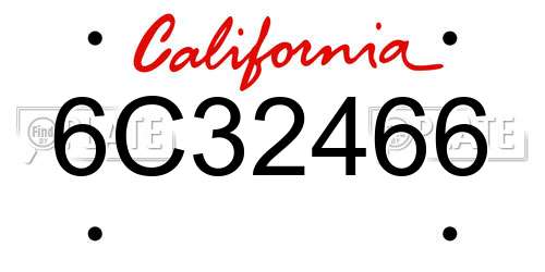 6C32466 California License Plate