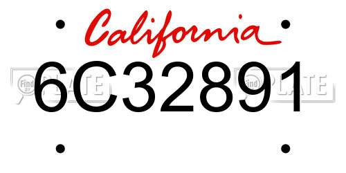 6C32891 California License Plate