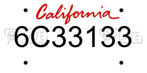 6C33133 California License Plate