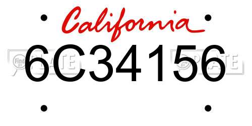 6C34156 California License Plate