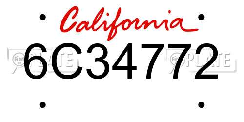 6C34772 California License Plate