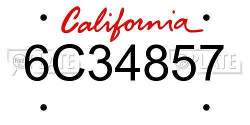 6C34857 California License Plate
