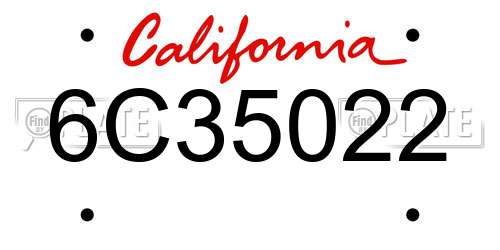 6C35022 California License Plate