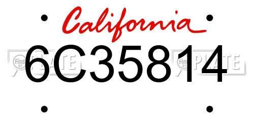 6C35814 California License Plate