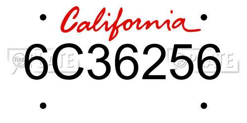 6C36256 California License Plate
