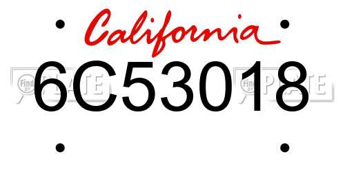 6C53018 California License Plate