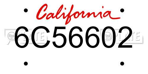 6C56602 California License Plate