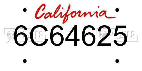 6C64625 California License Plate