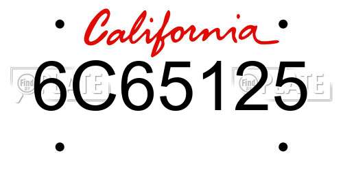 6C65125 California License Plate