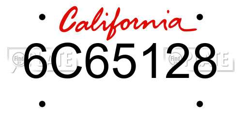 6C65128 California License Plate