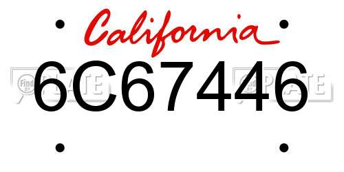 6C67446 California License Plate
