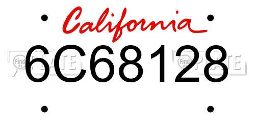 6C68128 California License Plate