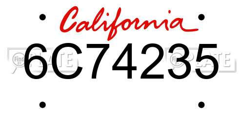 6C74235 California License Plate