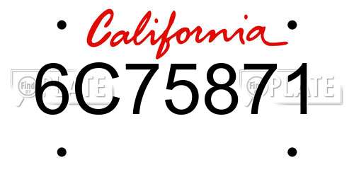 6C75871 California License Plate