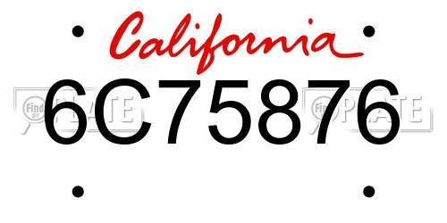 6C75876 California License Plate