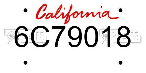 6C79018 California License Plate