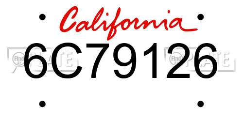 6C79126 California License Plate
