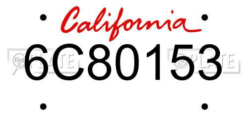 6C80153 California License Plate
