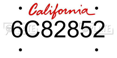 6C82852 California License Plate