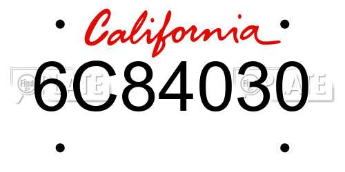 6C84030 California License Plate