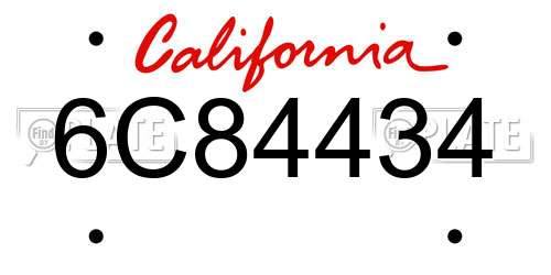 6C84434 California License Plate