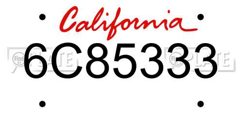 6C85333 California License Plate