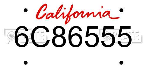 6C86555 California License Plate