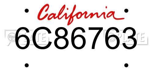 6C86763 California License Plate