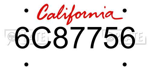6C87756 California License Plate
