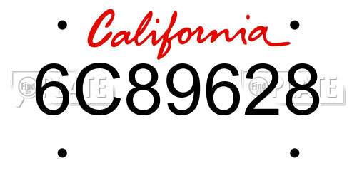 6C89628 California License Plate
