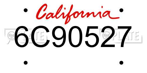 6C90527 California License Plate
