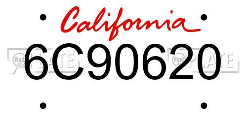 6C90620 California License Plate
