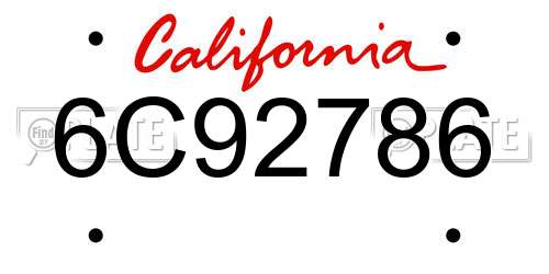 6C92786 California License Plate