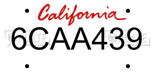6CAA439 California License Plate