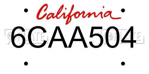 6CAA504 California License Plate