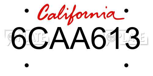 6CAA613 California License Plate