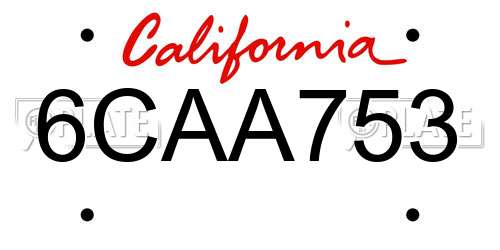 6CAA753 California License Plate