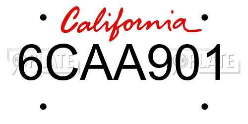 6CAA901 California License Plate