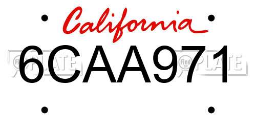 6CAA971 California License Plate